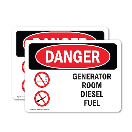 Signmission Generator Room Diesel Fuel, 10 in W x Rectangle, Vinyl Decal OS-2PACK-DS-D-710-L-2207